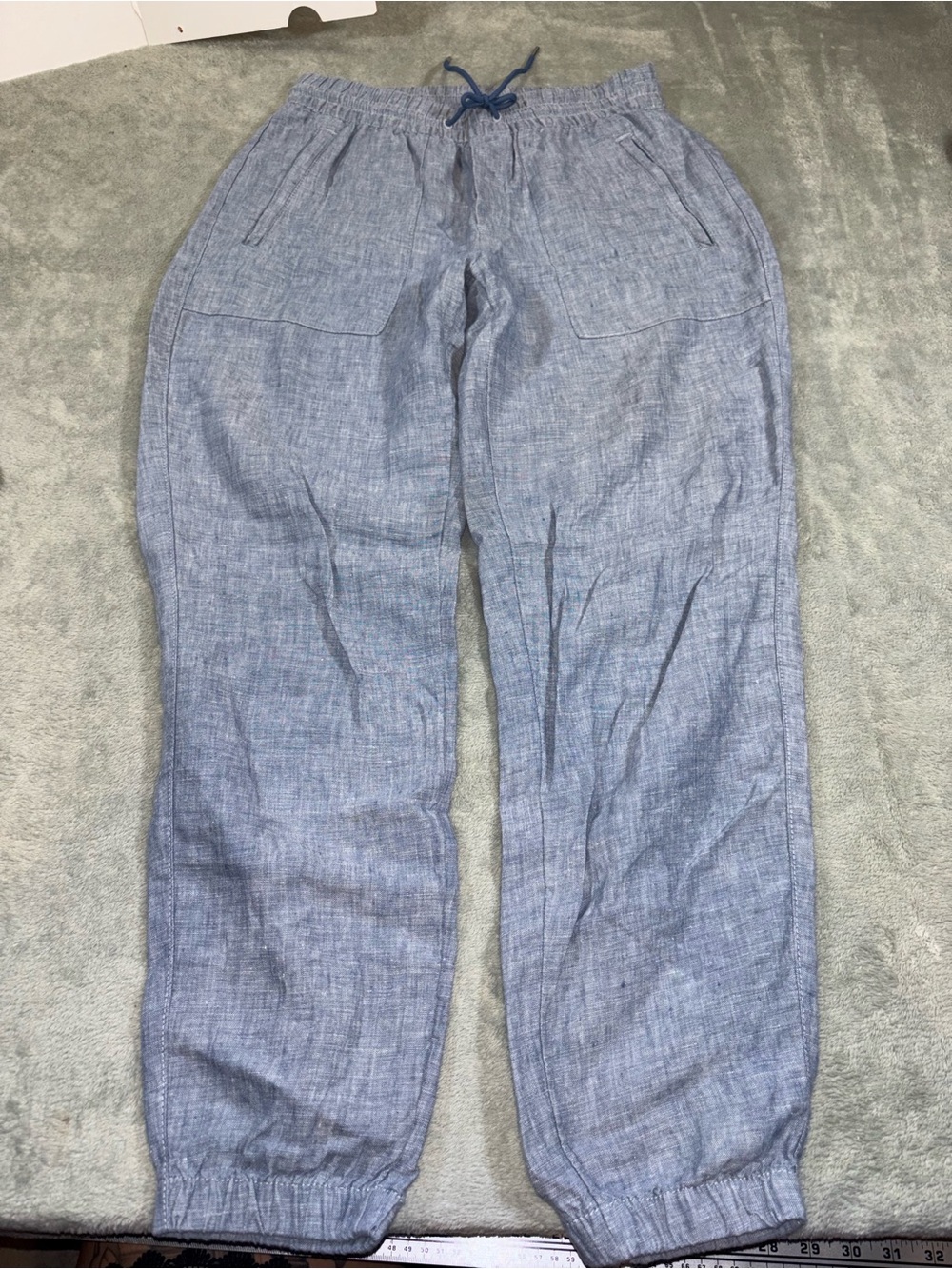 Athleta Cabo Linen Jogger Pants Blue Chambray Size 2